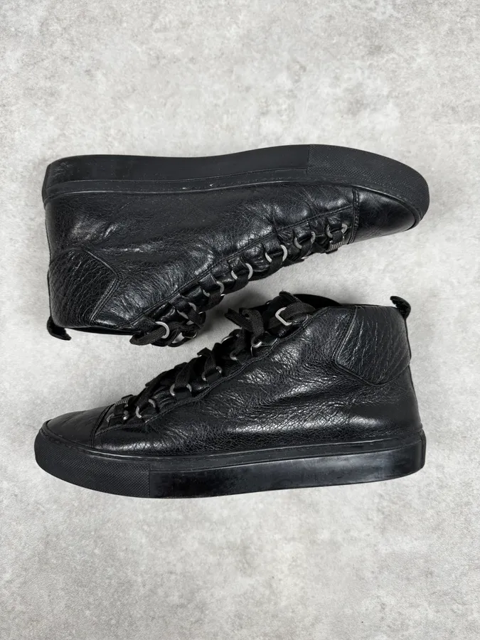 Balenciaga Arena Black High Leather Sneakers - Image 3