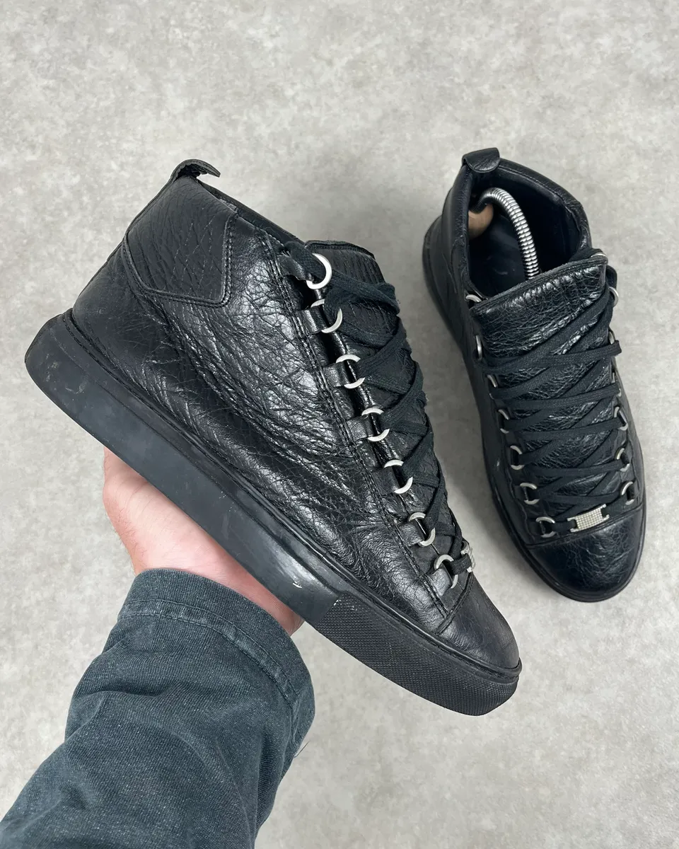 Balenciaga Arena Black High Leather Sneakers