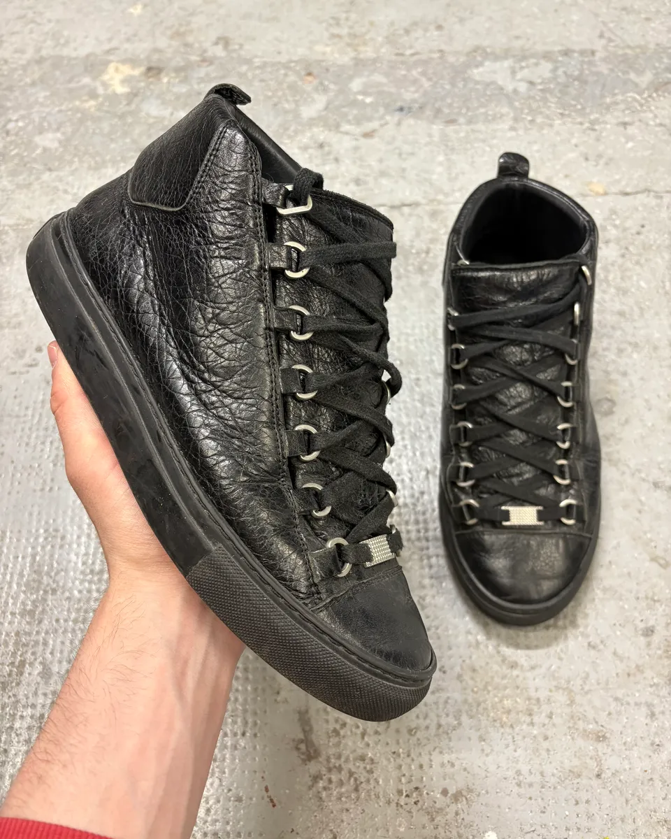 Balenciaga Arena Black High Leather Sneakers