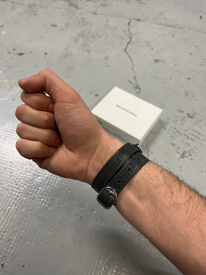 Balenciaga Arena Black Leather Bracelet - Image 4