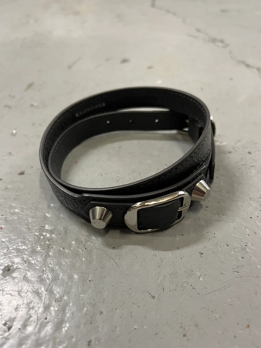 Balenciaga Arena Black Leather Bracelet - Image 5