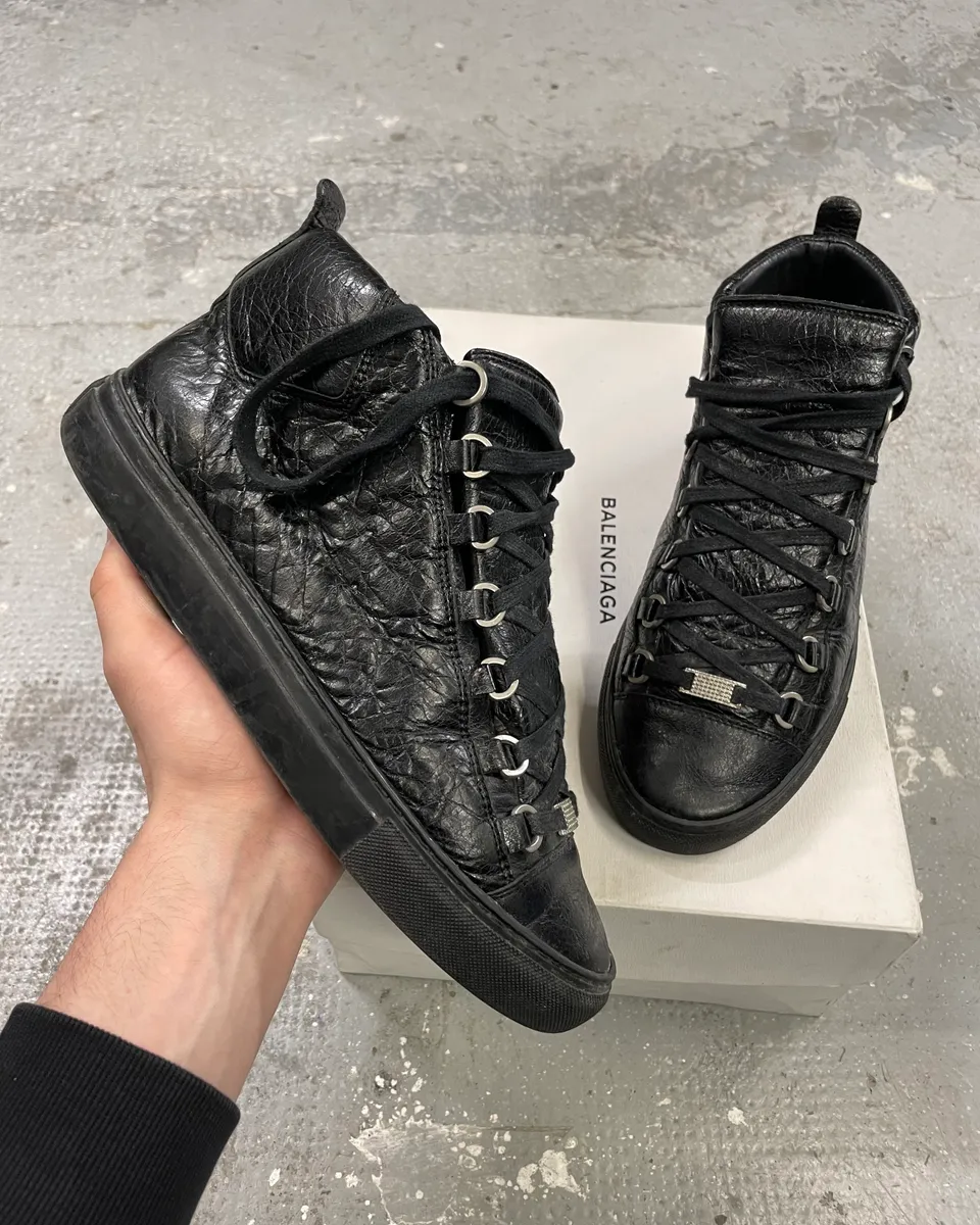 Balenciaga Arena Black Leather High Shoes