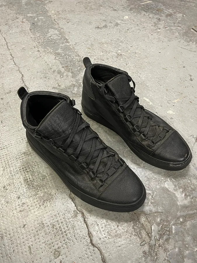 Balenciaga Arena Black Leather High Sneakers - Image 3
