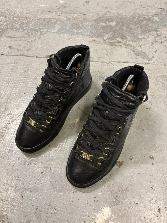 Balenciaga Arena Black Leather High Sneakers - Image 3