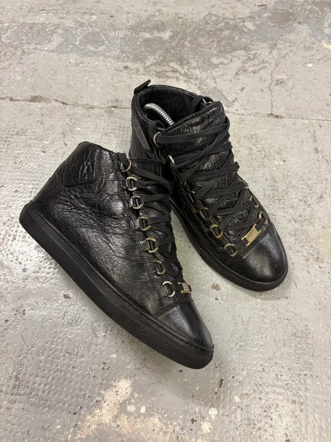 Balenciaga Arena Black Leather High Sneakers - Image 5