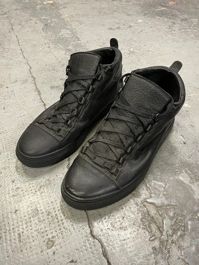 Balenciaga Arena Black Leather High Sneakers - Image 5