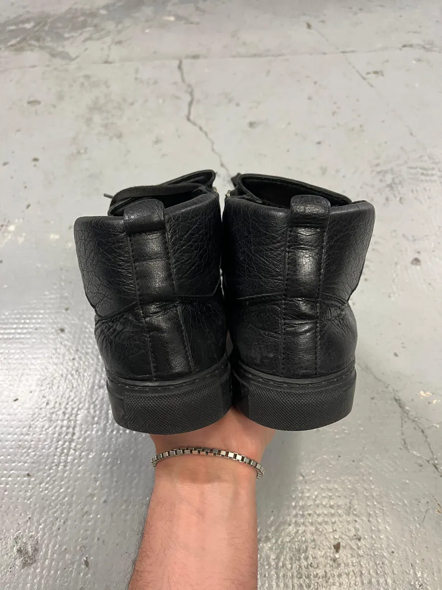 Balenciaga Arena Black Leather High-Top Sneakers - Image 6