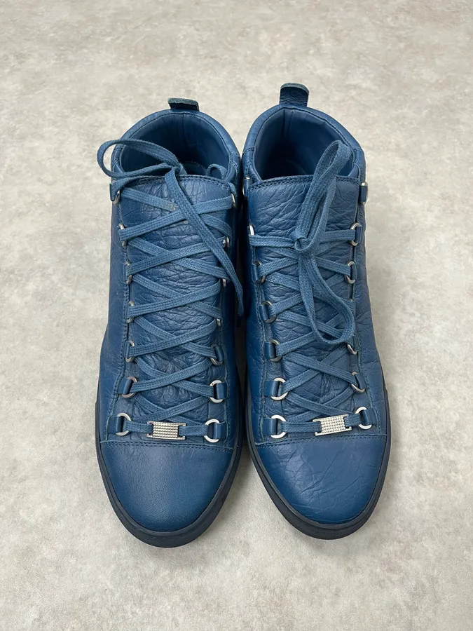 Balenciaga Arena Blue High Leather Sneakers - Image 2