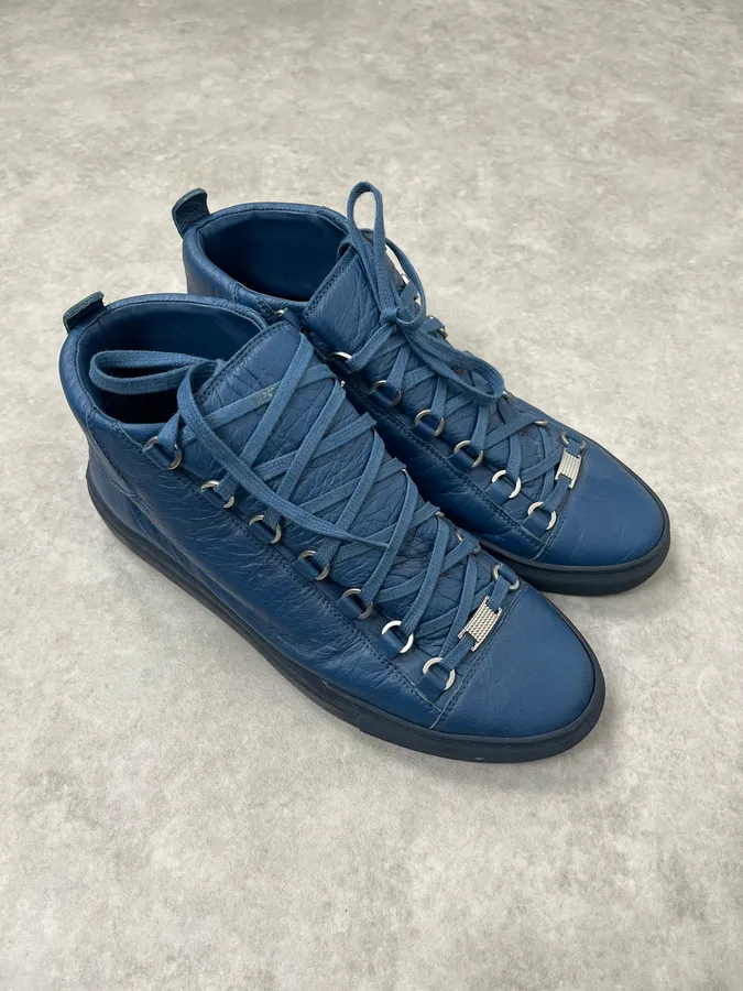 Balenciaga Arena Blue High Leather Sneakers - Image 4