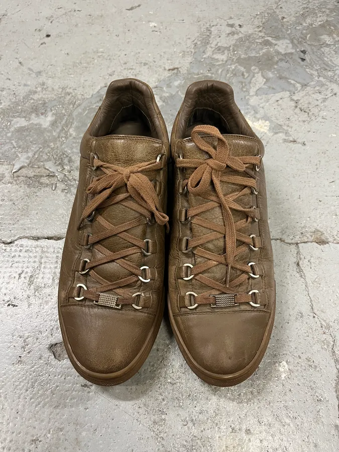 Balenciaga Arena Brown Leather Low Sneakers - Image 5