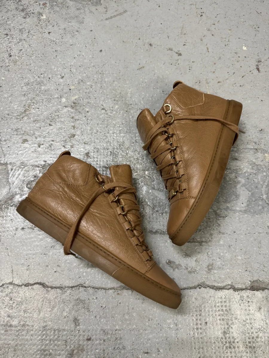Balenciaga Arena Camel Leather High Sneakers - Image 7