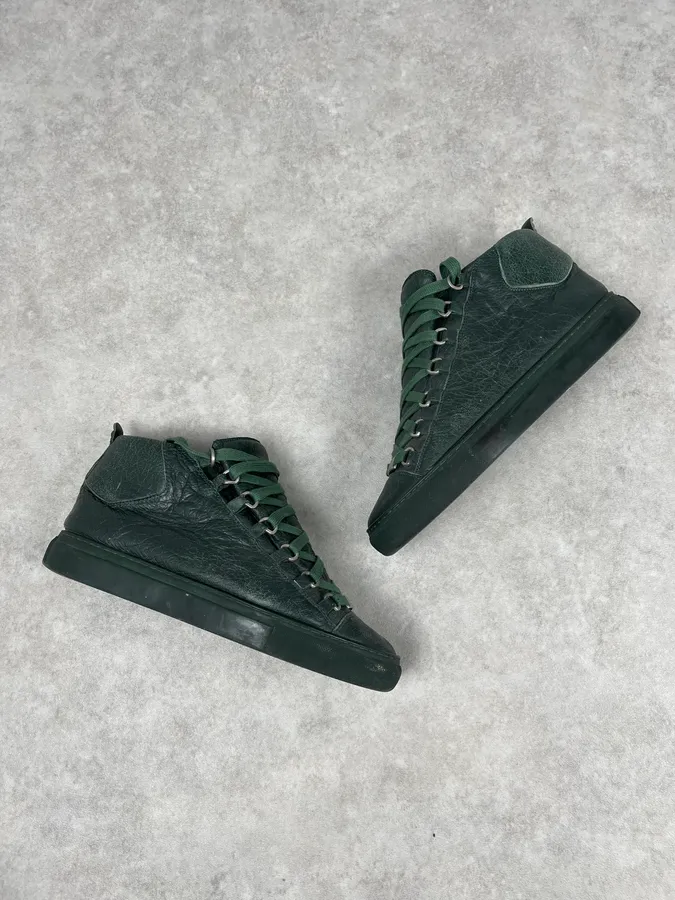 Balenciaga Arena Green High Leather Sneakers - Image 3