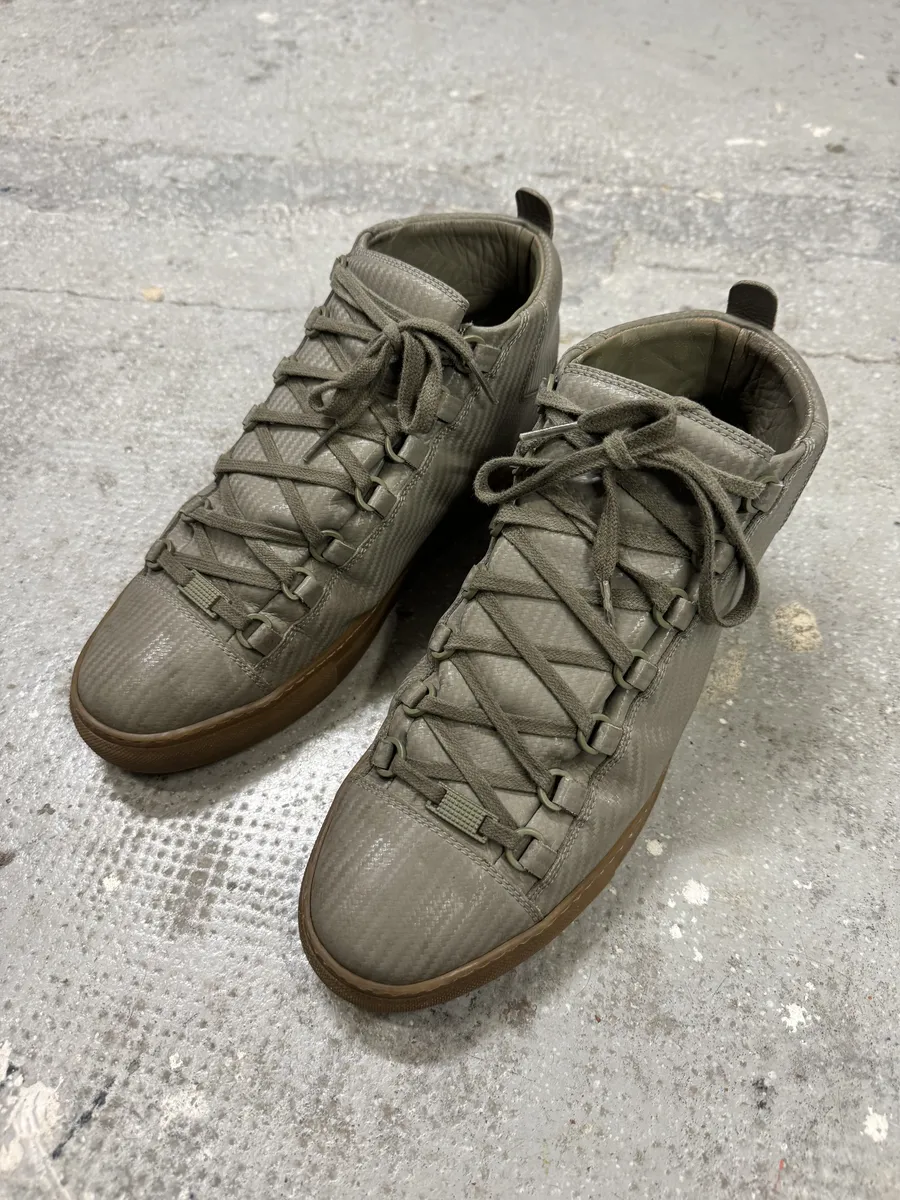 Balenciaga Arena Grey High Leather Gum Sole Shoes - Image 7