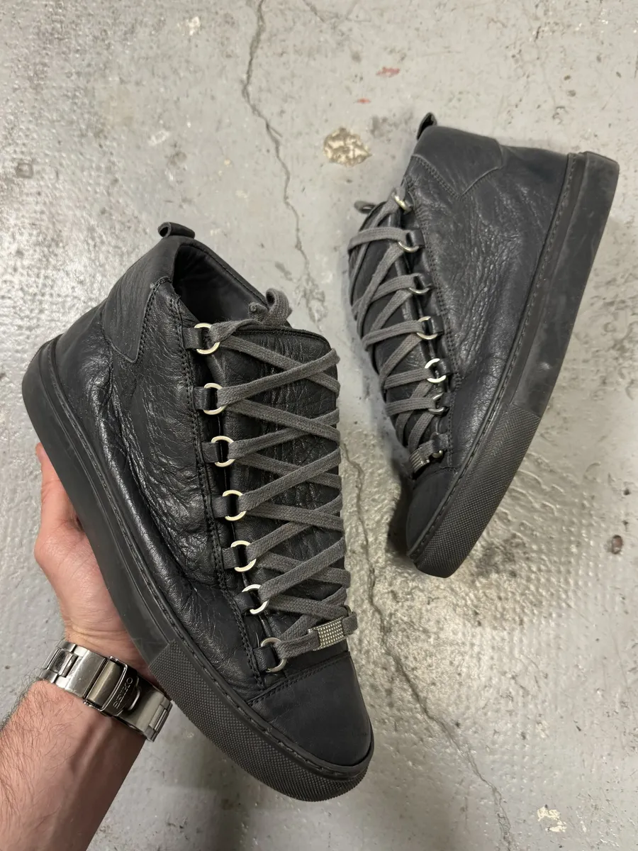 Balenciaga Arena Grey High Leather Shoes
