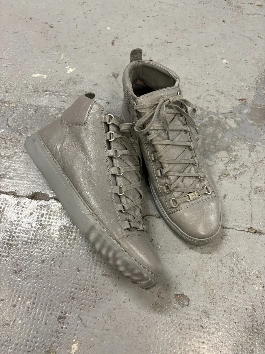 Balenciaga Arena Grey High Leather Sneakers - Image 10