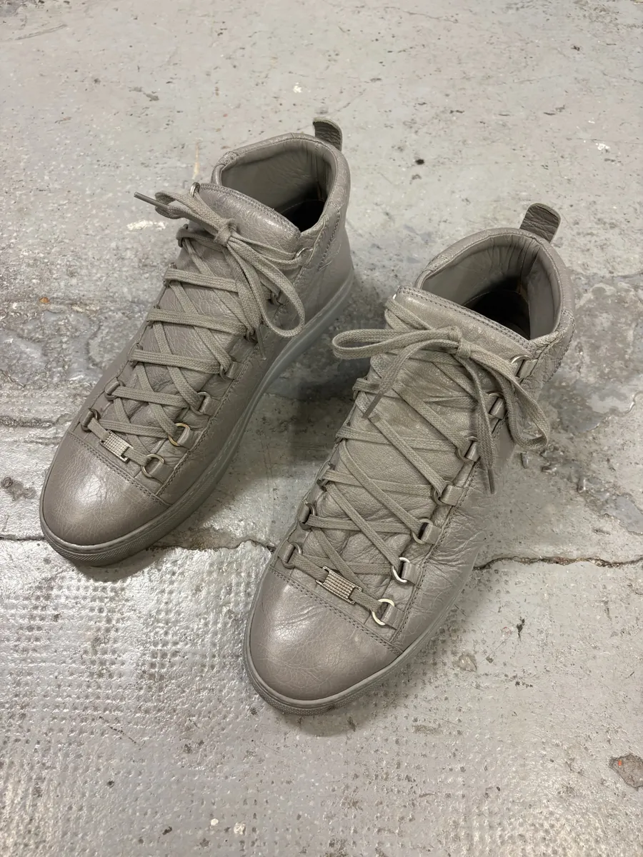 Balenciaga Arena Grey High Leather Sneakers - Image 2