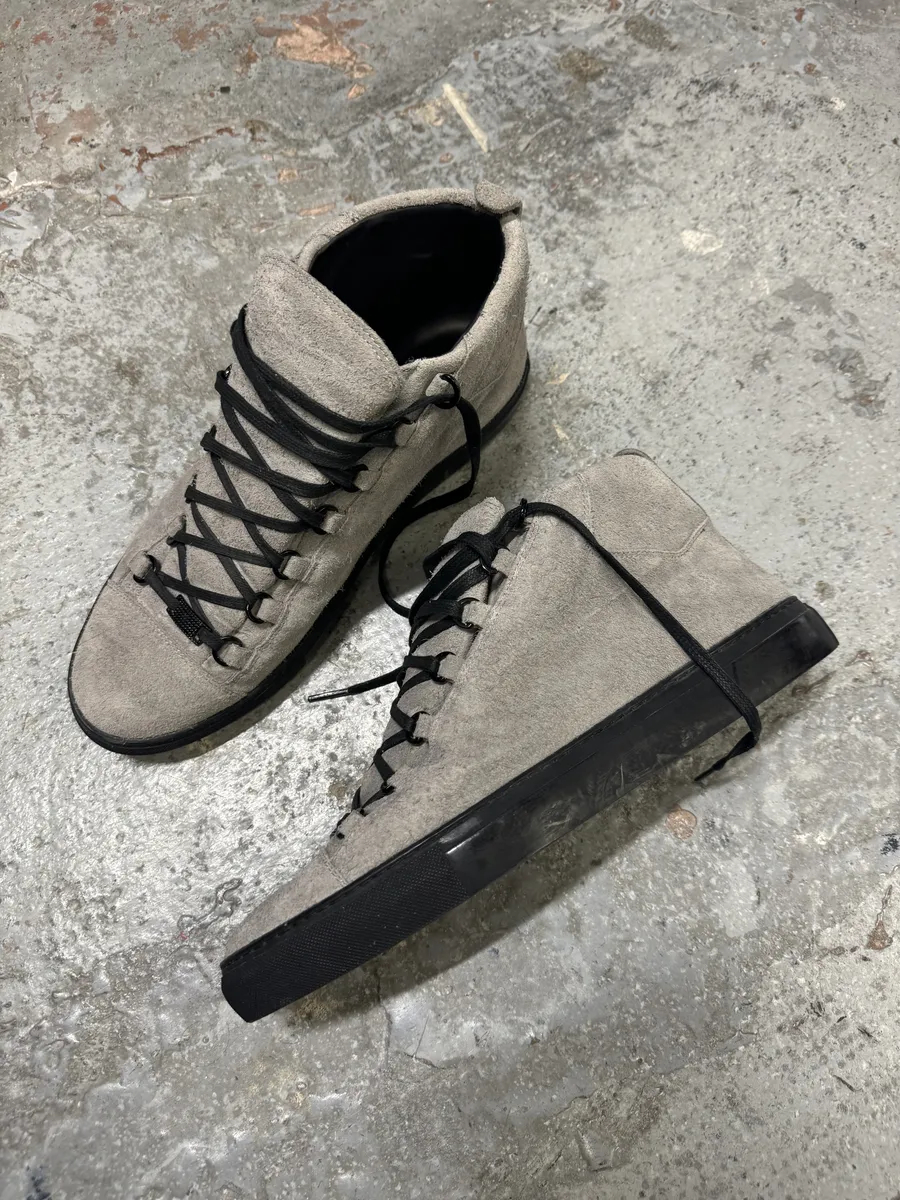 Balenciaga Arena Grey High Suede Leather Sneakers - Image 8