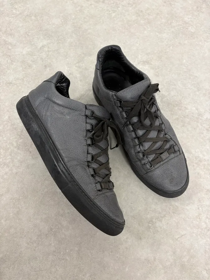 Balenciaga Arena Grey Leather Sneakers - Image 5