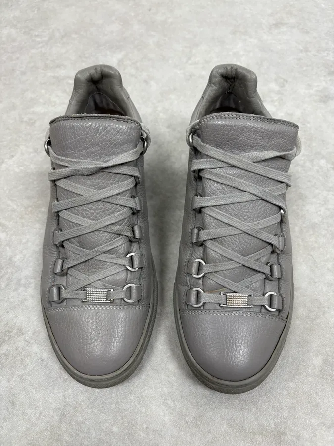 Balenciaga Arena Grey Low Leather Sneakers - Image 2