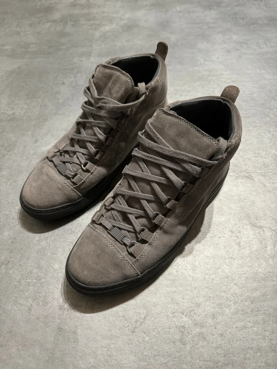 Balenciaga Arena Grey Suede High Leather Shoes - Image 8