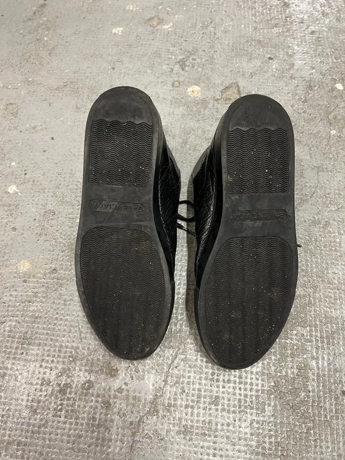 Balenciaga Arena High Black Cracked Leather Sneakers - Image 5