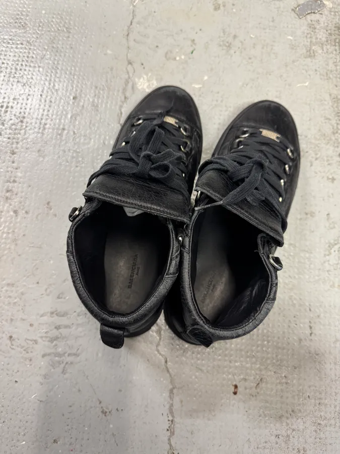 Balenciaga Arena High Black Cracked Leather Sneakers - Image 7