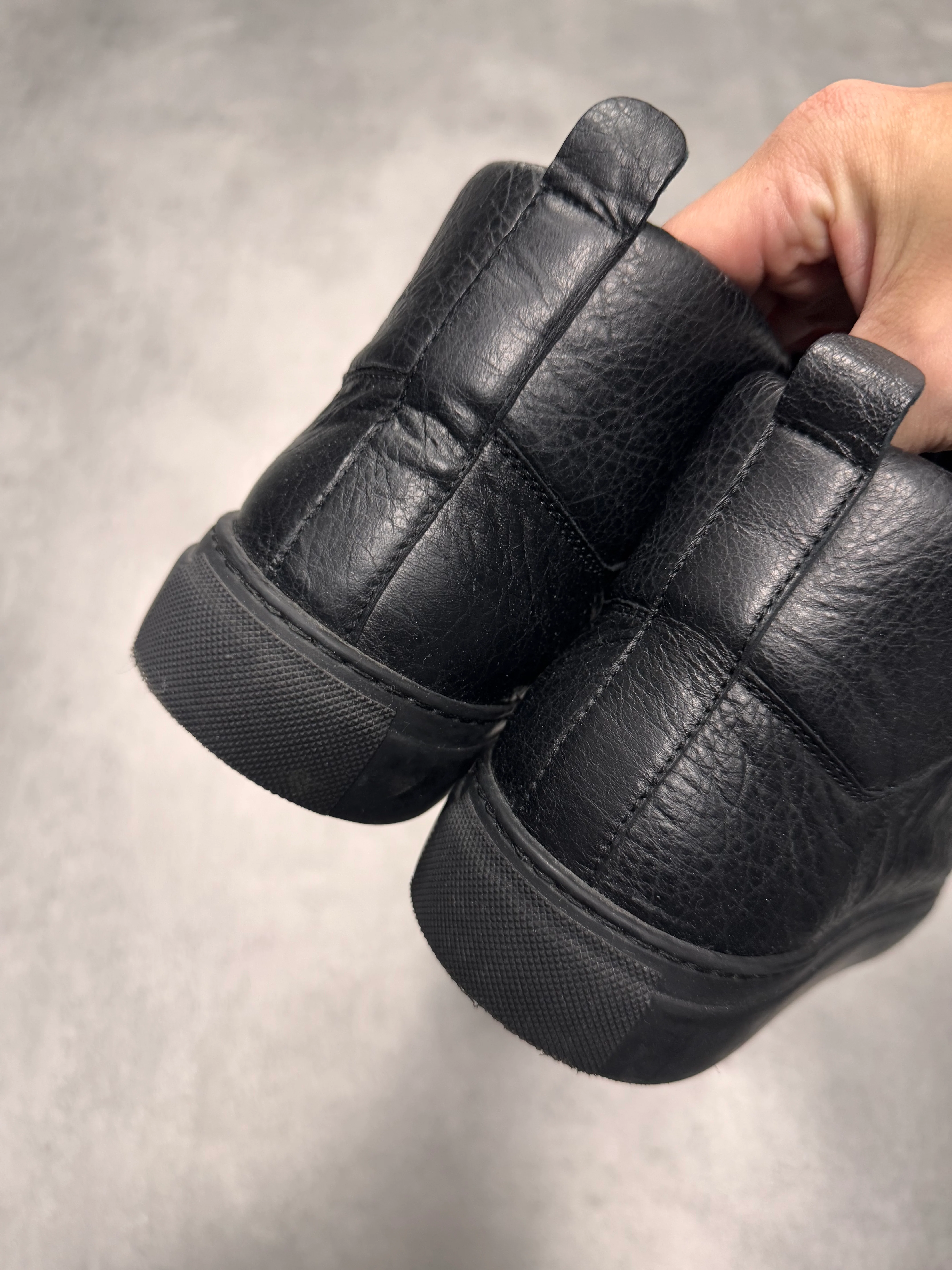 Balenciaga Arena High Black Cracked Leather Sneakers - Image 5