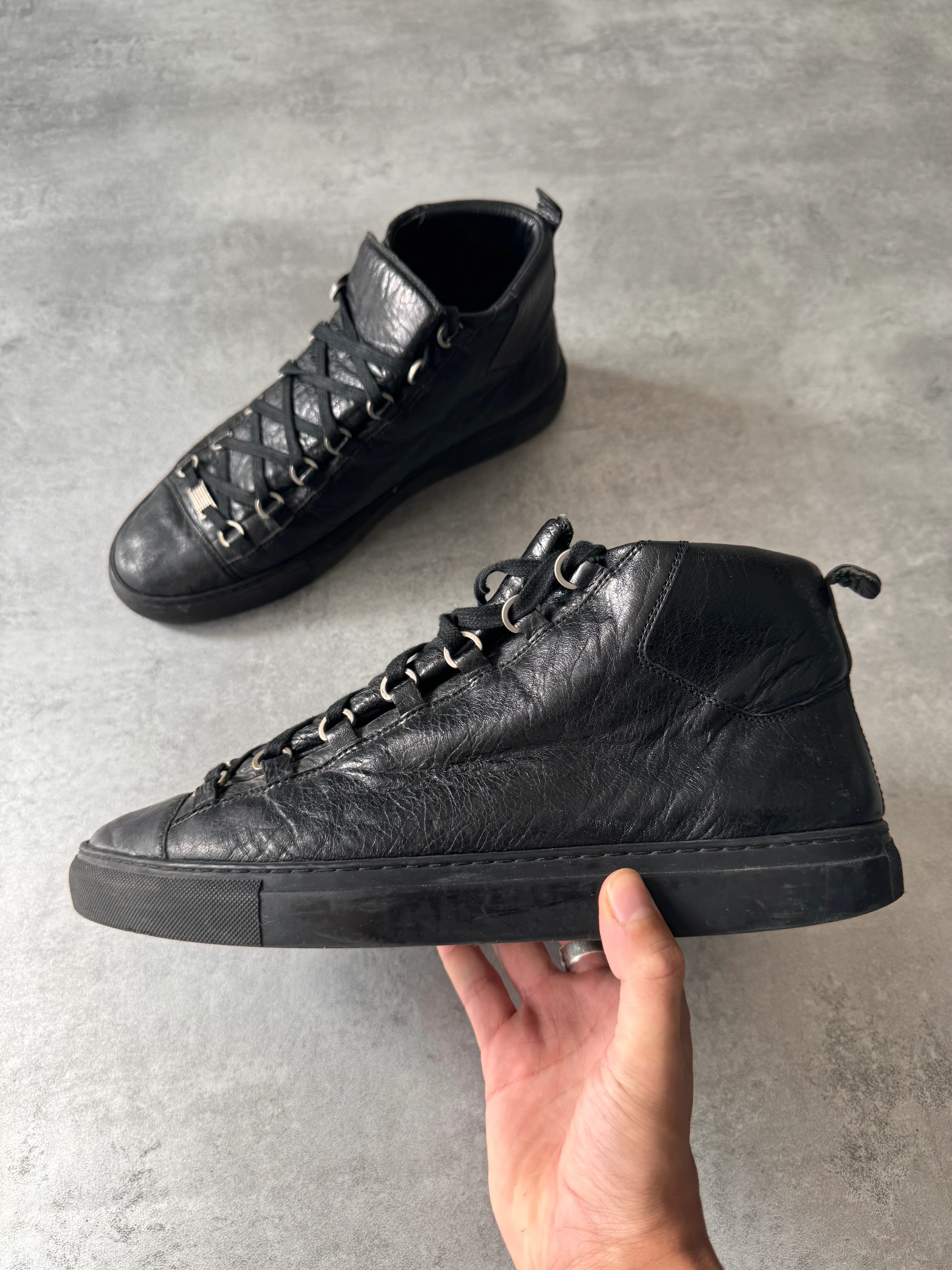 Balenciaga Arena High Black Cracked Leather Sneakers (45eu/us11) - Image 2