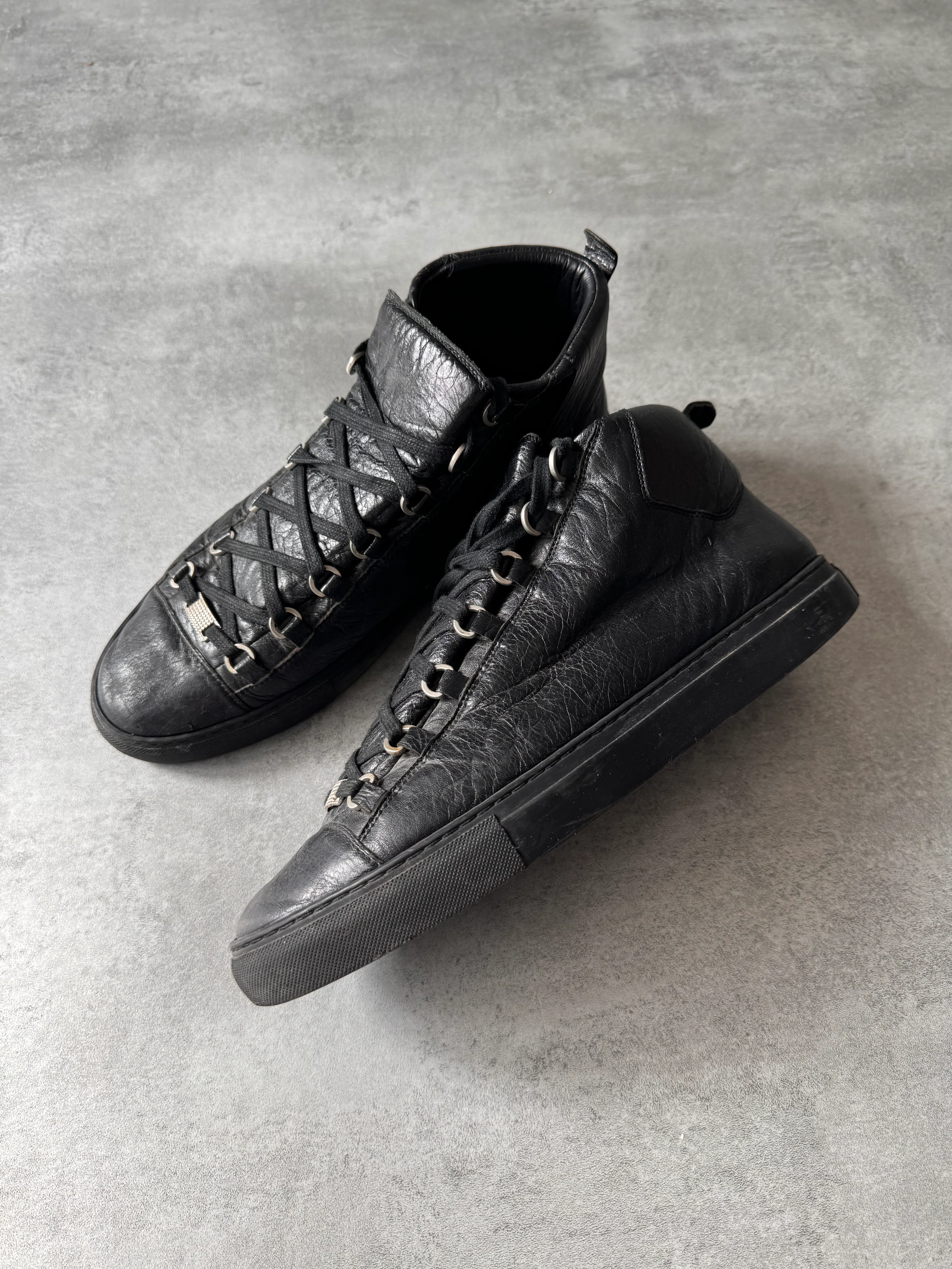 Balenciaga Arena High Black Cracked Leather Sneakers (45eu/us11) - Image 7