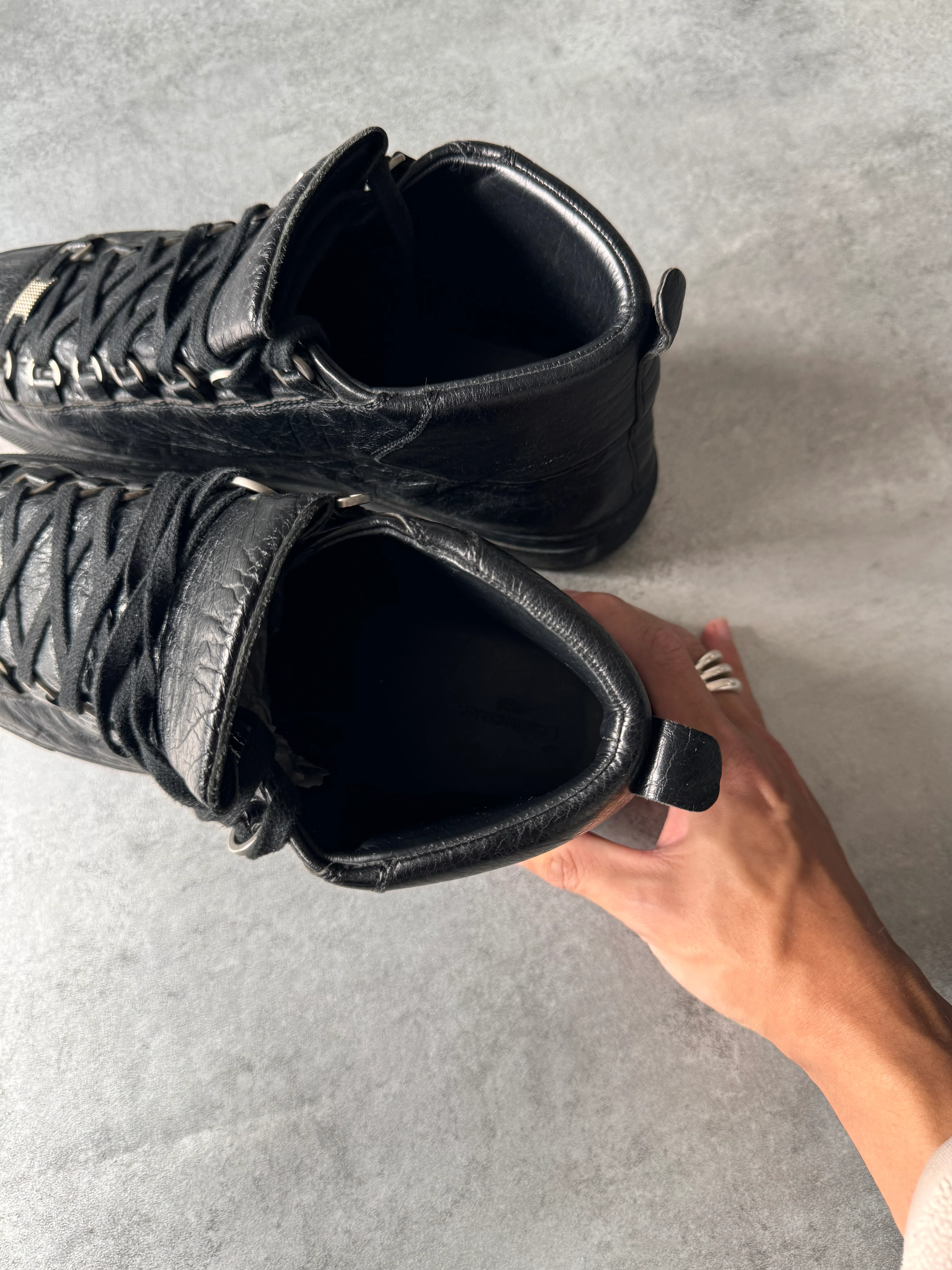 Balenciaga Arena High Black Cracked Leather Sneakers (45eu/us11) - Image 8