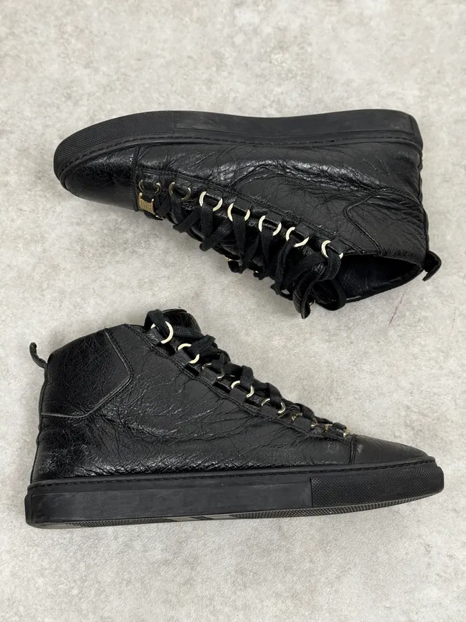 Balenciaga Arena High Black Leather Sneakers - Image 3