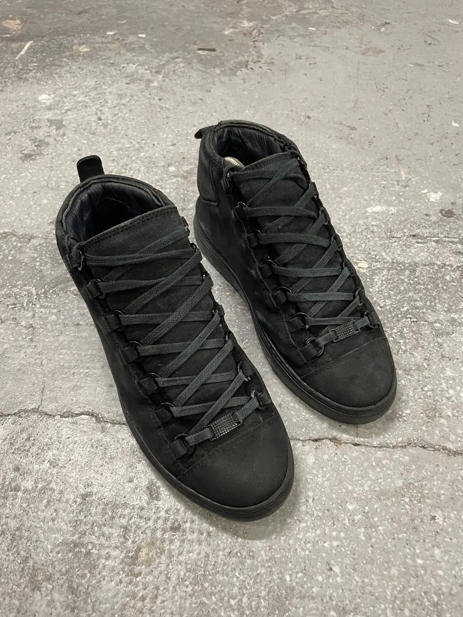 Balenciaga Arena High Black Suede Leather Sneakers - Image 6