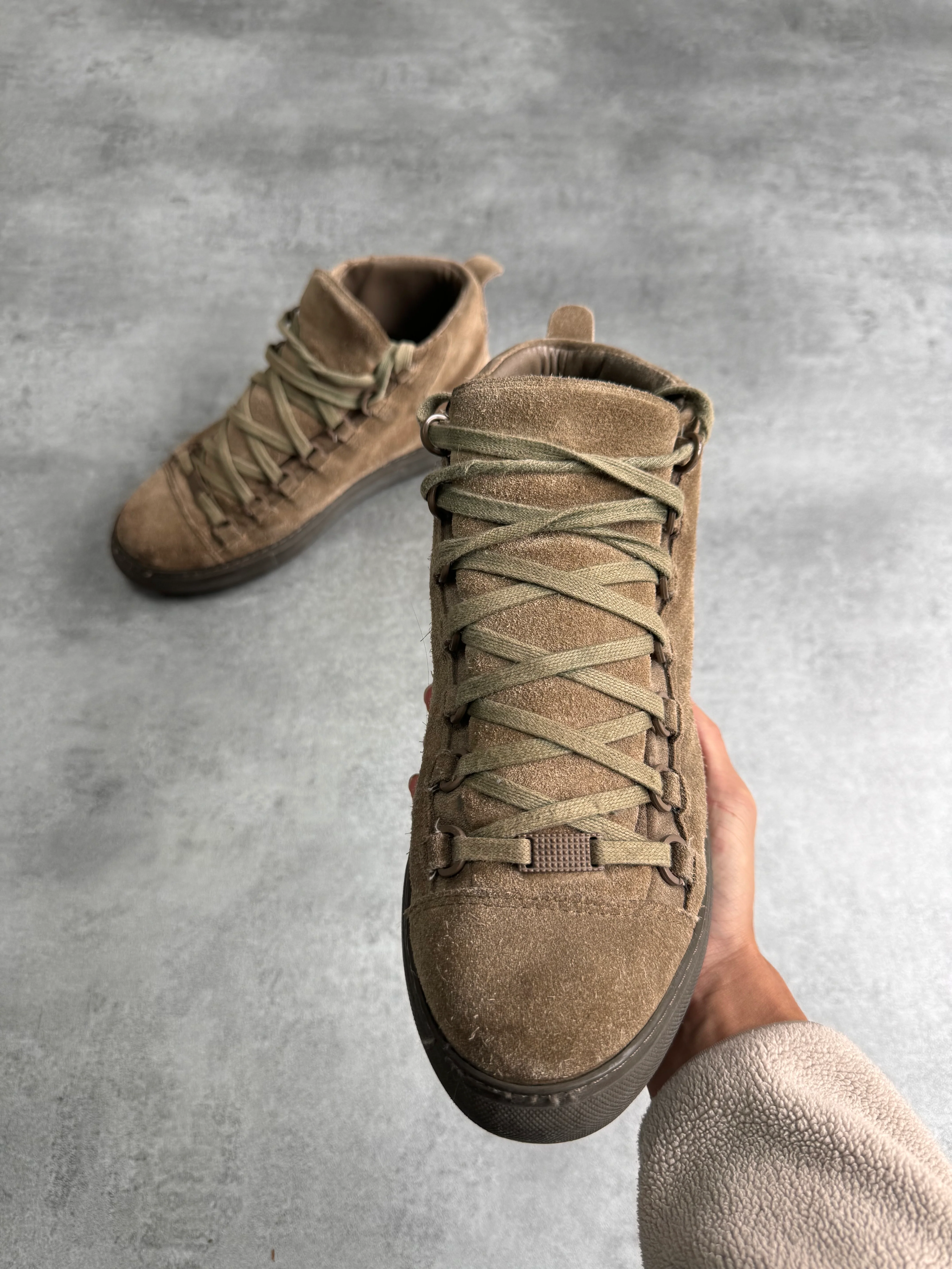 Balenciaga Arena High Brown Suede Leather Sneakers - Image 2