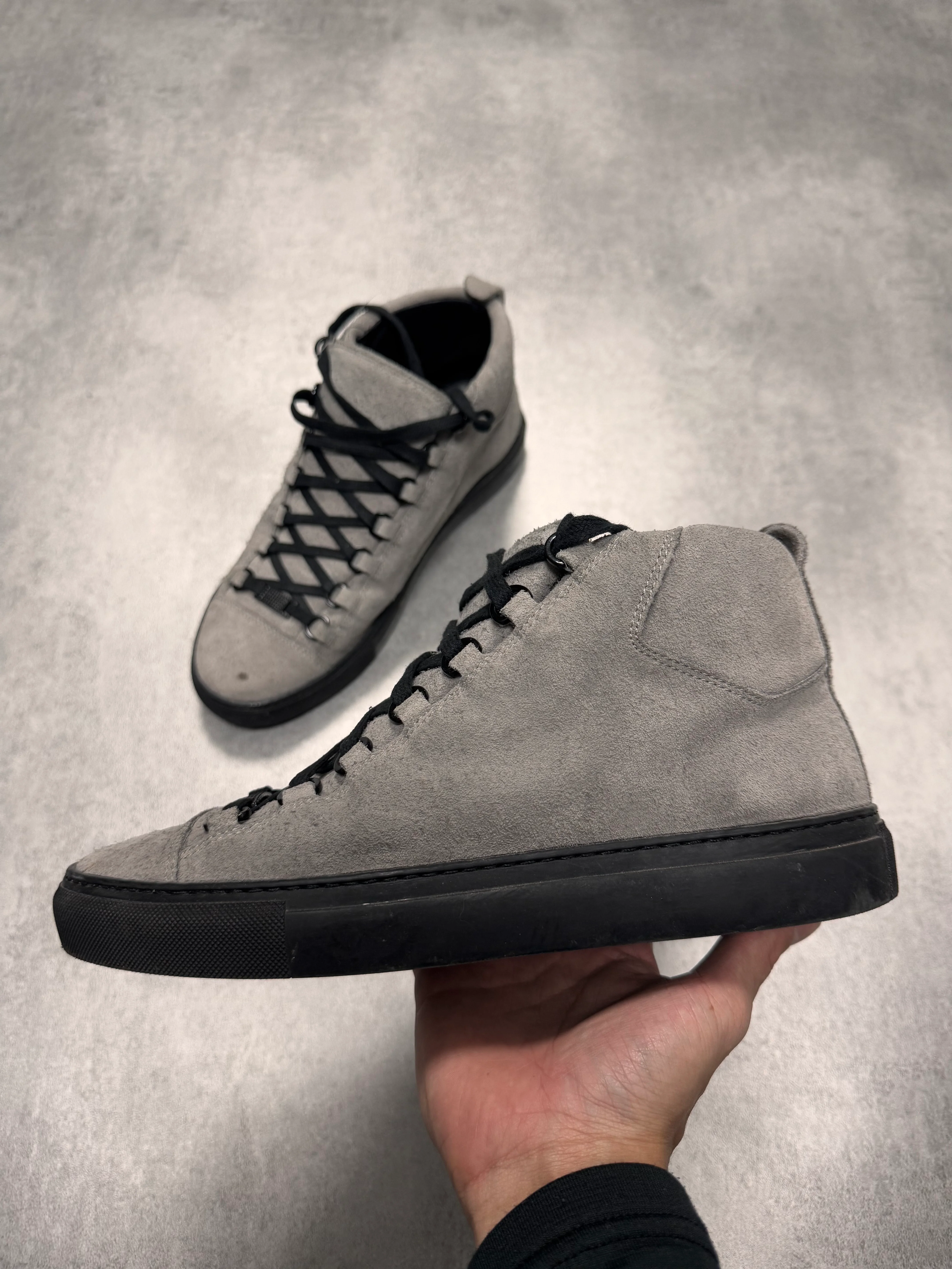 Balenciaga Arena High Grey Suede Leather Sneakers - Image 2