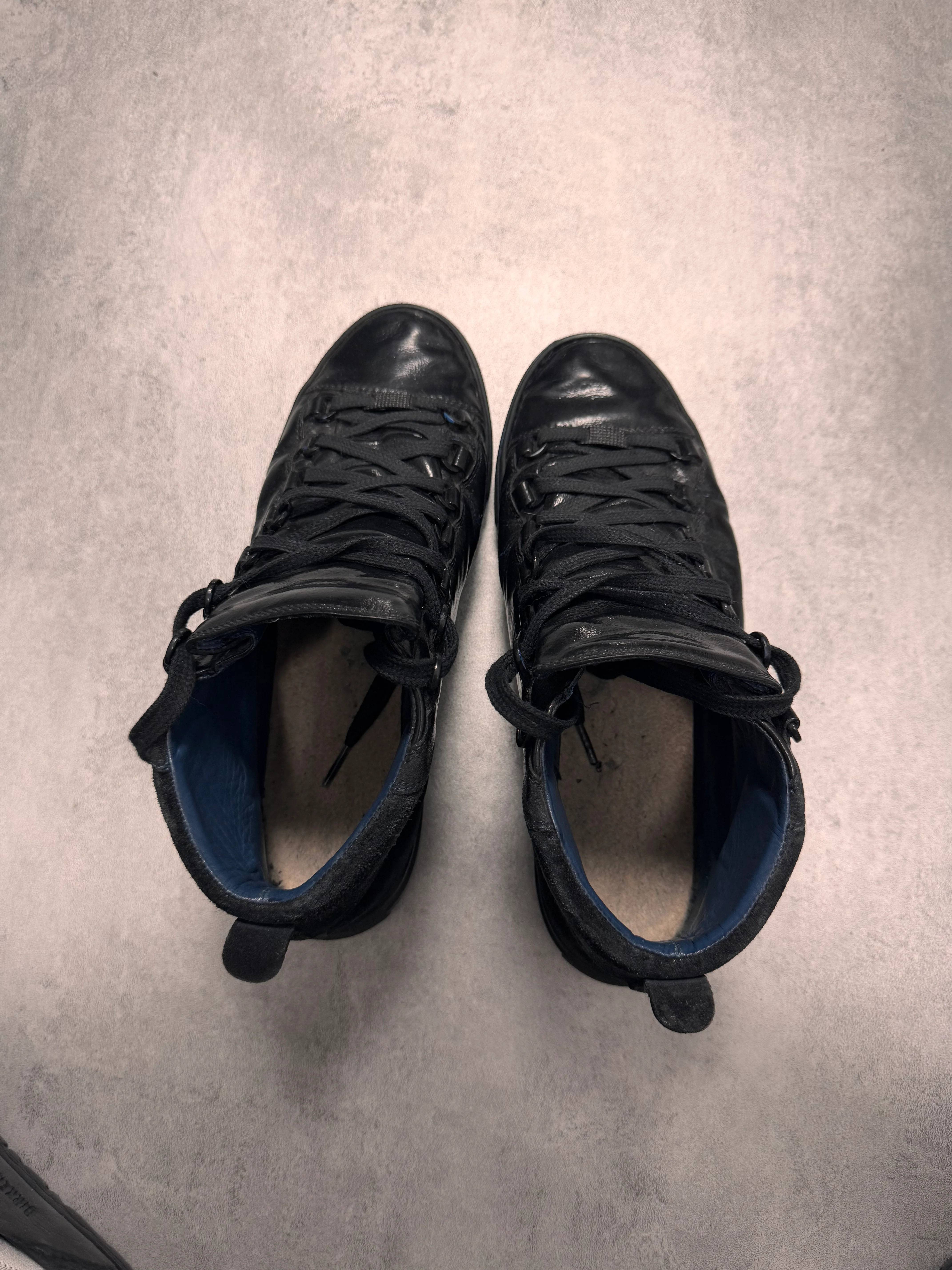 Balenciaga Arena High Hybrid Varnished Double Black Suede Leather Sneakers - Image 6