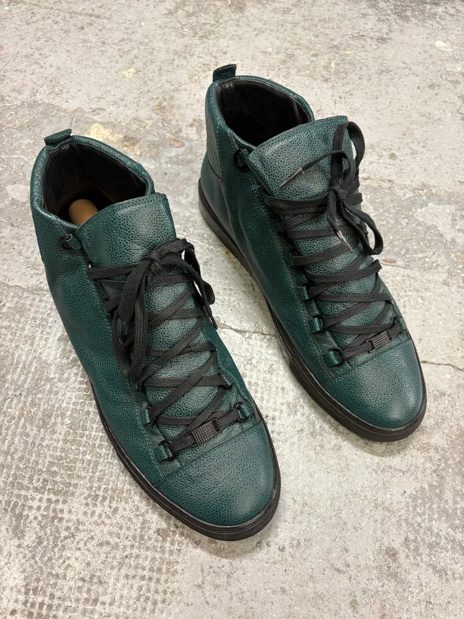 Balenciaga Arena High Leather Forest Green Sneakers - Image 4