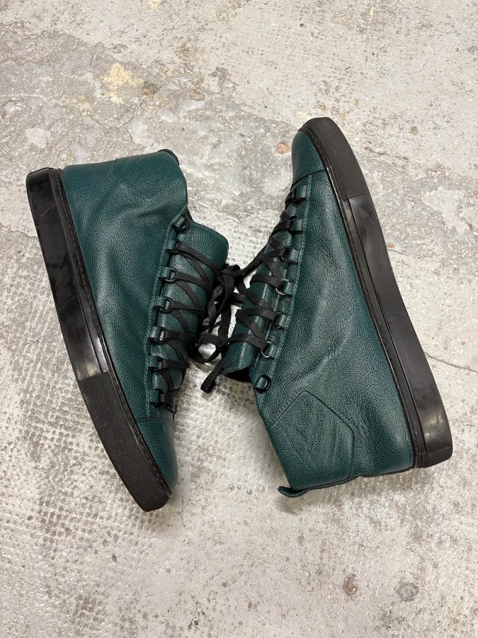 Balenciaga Arena High Leather Forest Green Sneakers - Image 6