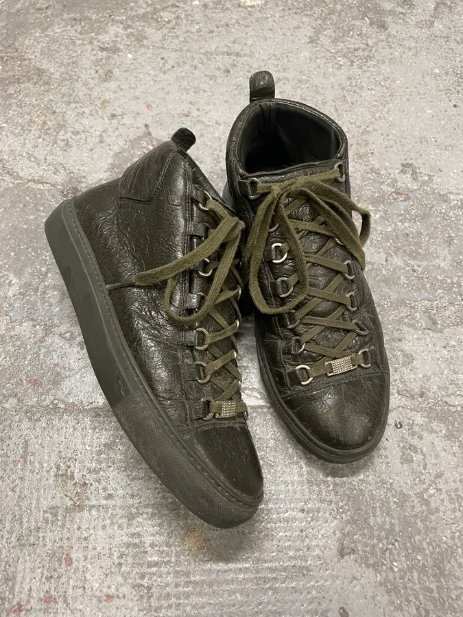 Balenciaga Arena High Olive Leather Shoes - Image 5