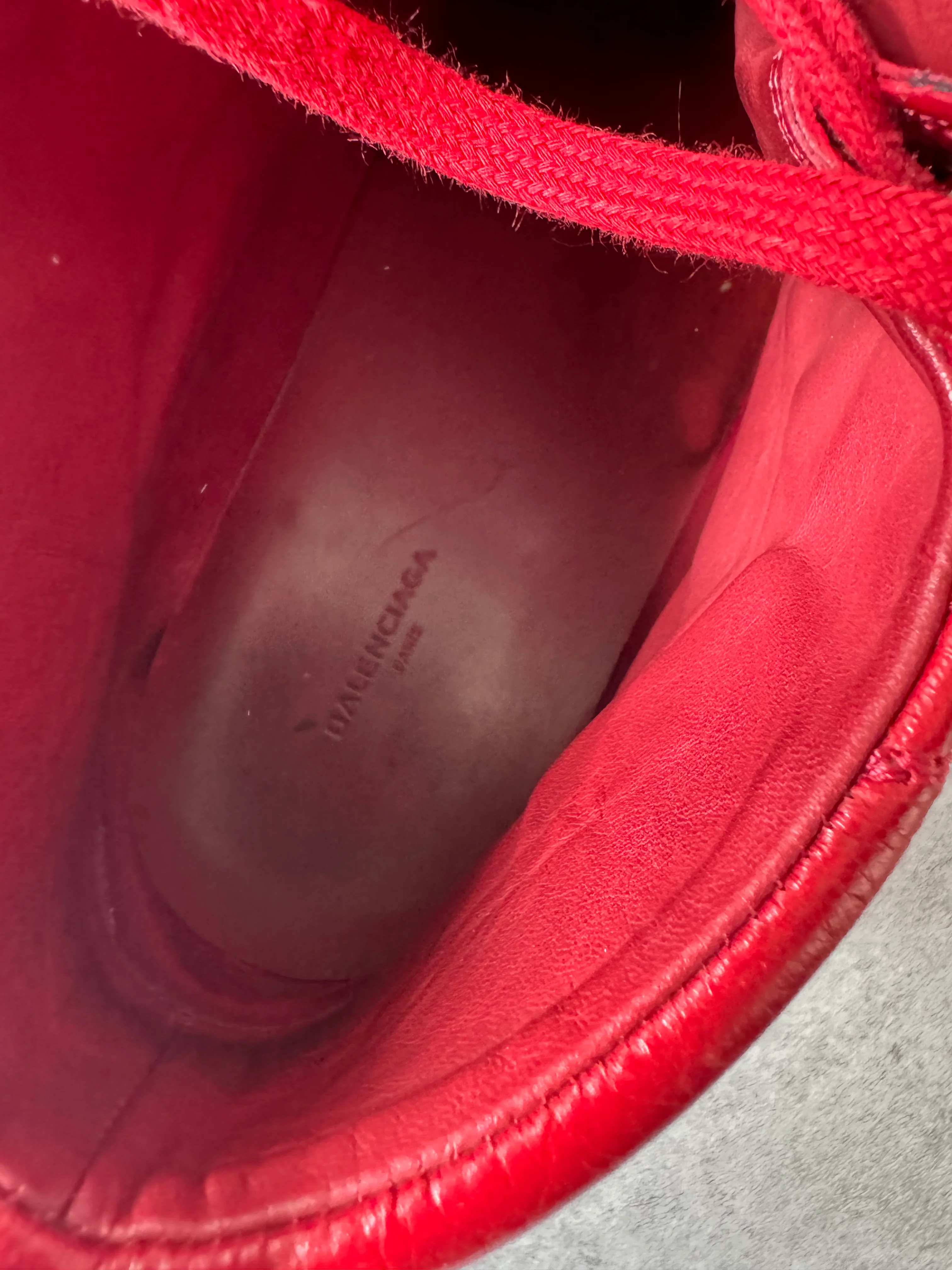 Balenciaga Arena High Red Cracked Leather Sneakers - Image 8