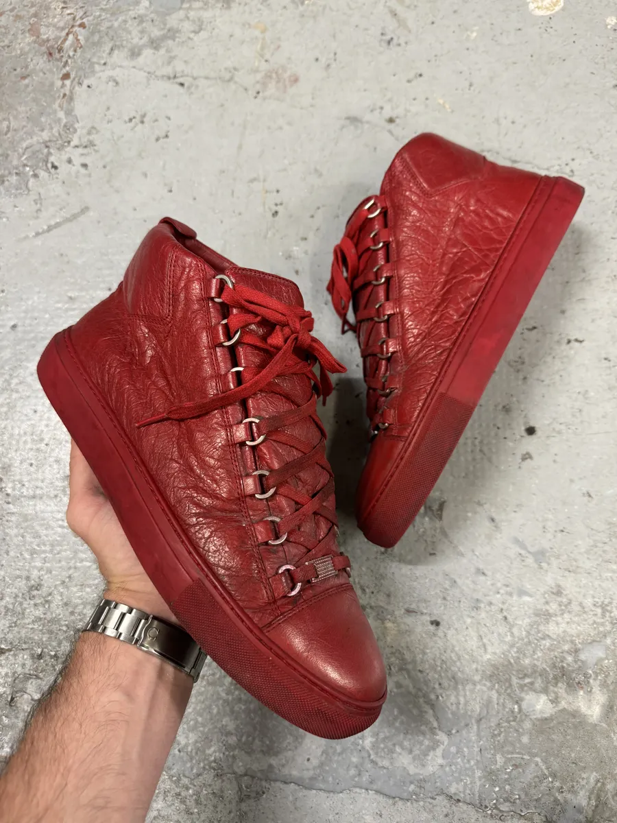Balenciaga Arena High Red Leather Sneakers