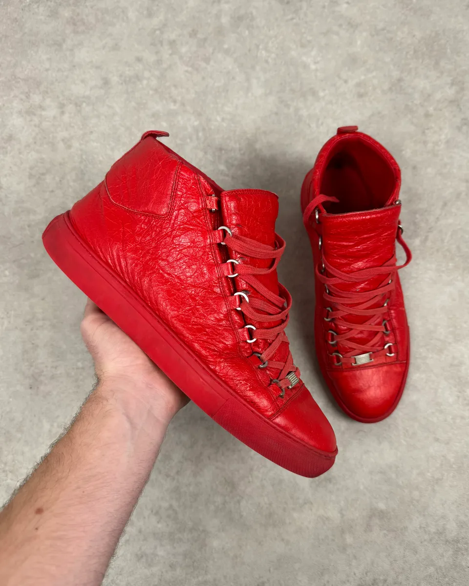Balenciaga Arena High Red Leather Sneakers
