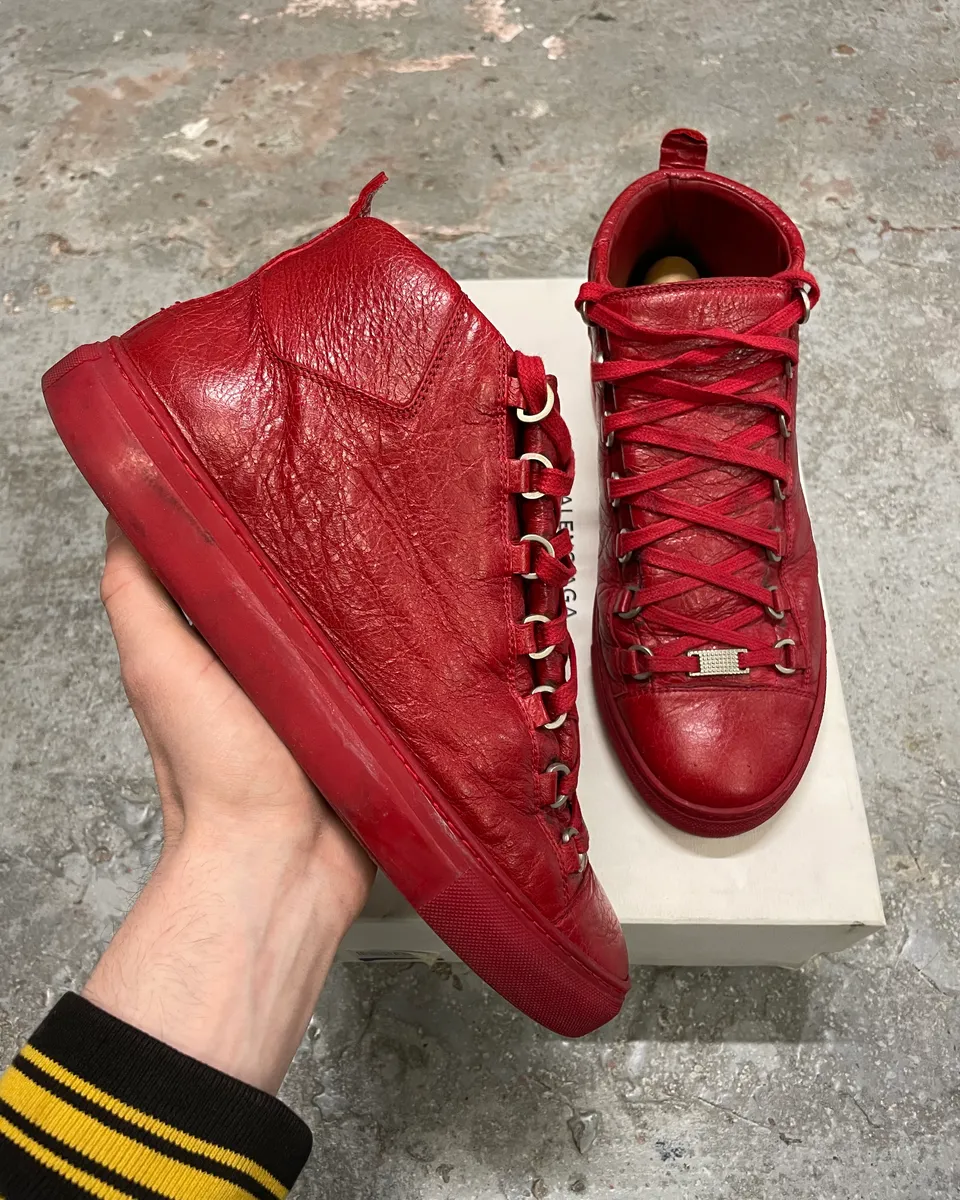 Balenciaga Arena High Red Leather Sneakers