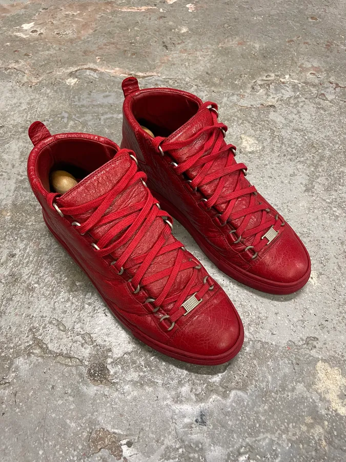 Balenciaga Arena High Red Leather Sneakers - Image 4