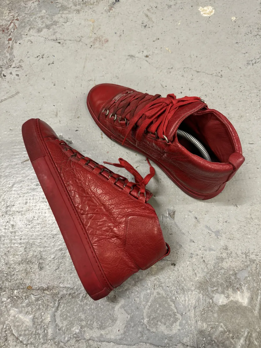 Balenciaga Arena High Red Leather Sneakers - Image 8