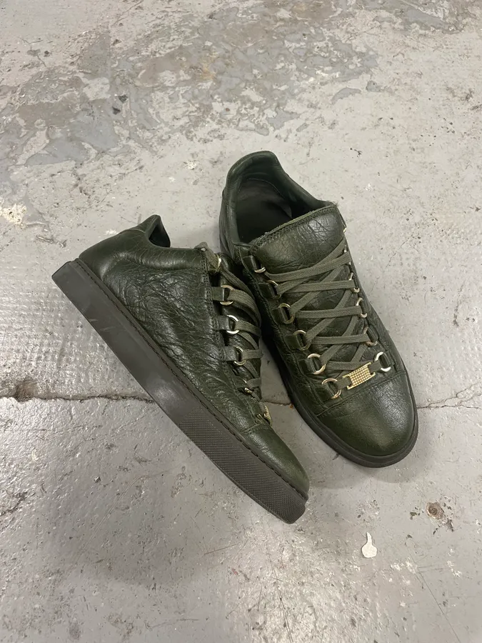 Balenciaga Arena Khaki High Leather Shoes - Image 5