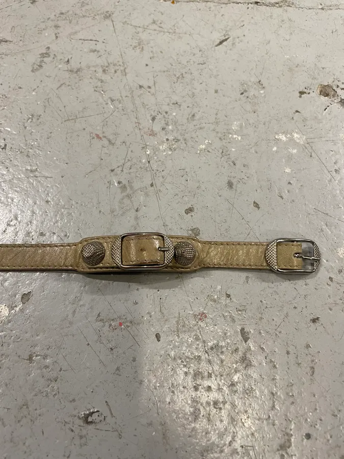 Balenciaga Arena Khaki Leather Bracelet - Image 6