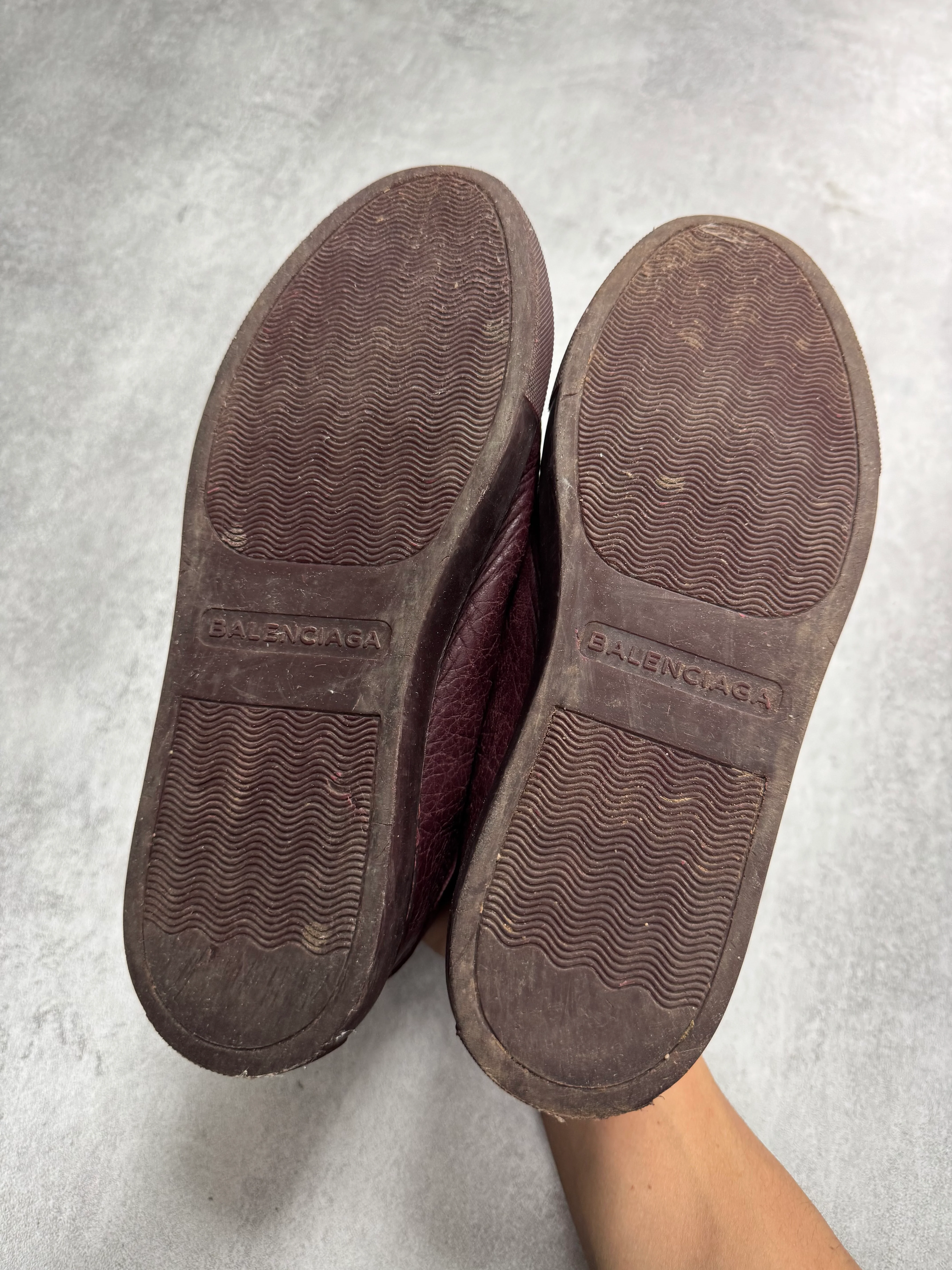 Balenciaga Arena High Bordeaux Craked Leather Sneakers - Image 6