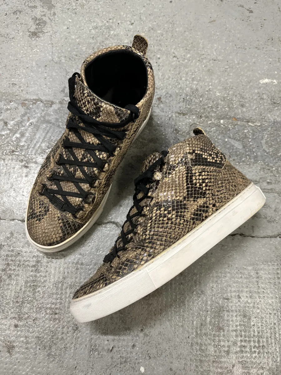 Balenciaga Arena Python Effect Leather High Top Sneakers - Image 3