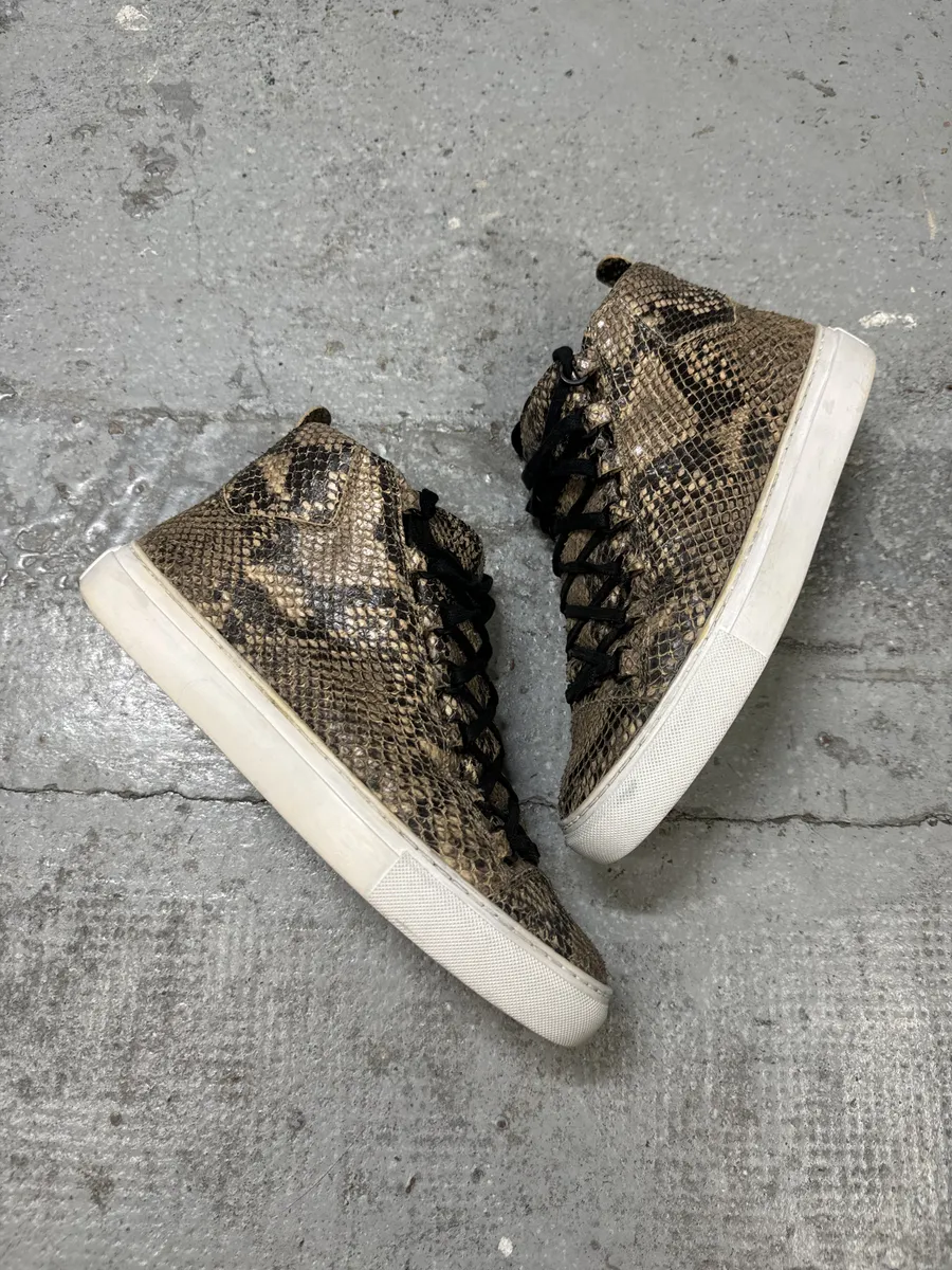 Balenciaga Arena Python Effect Leather High Top Sneakers - Image 9