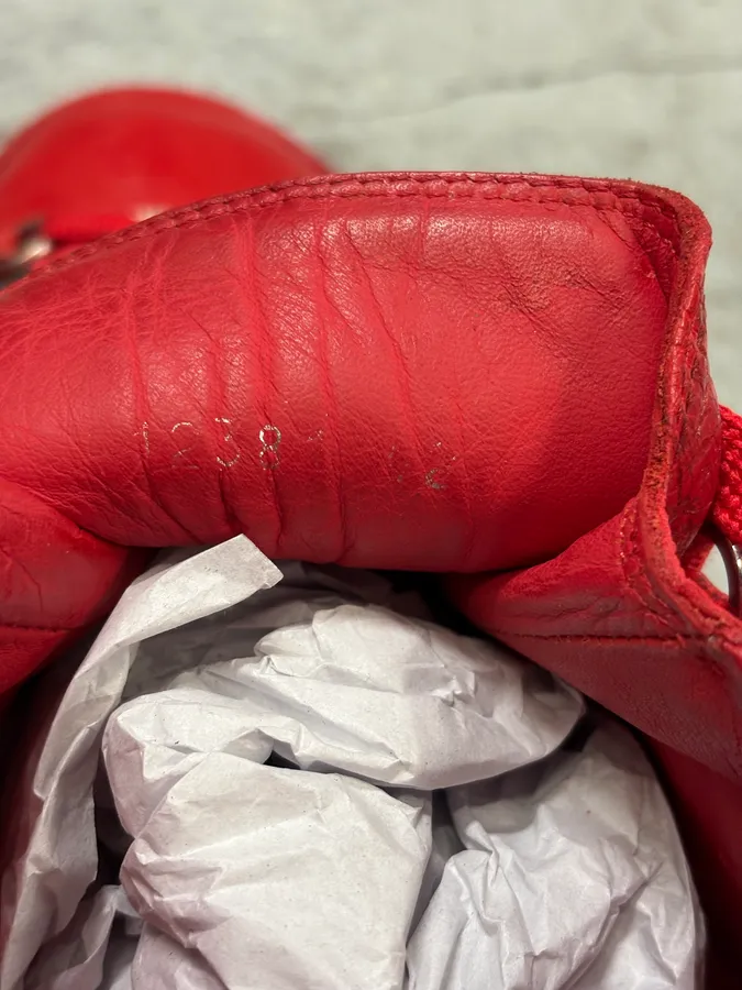Balenciaga Arena Red High Leather Sneakers - Image 9